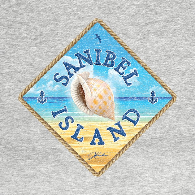 Sanibel Island, Florida, with Scotch Bonnet Shell and Beach by jcombs